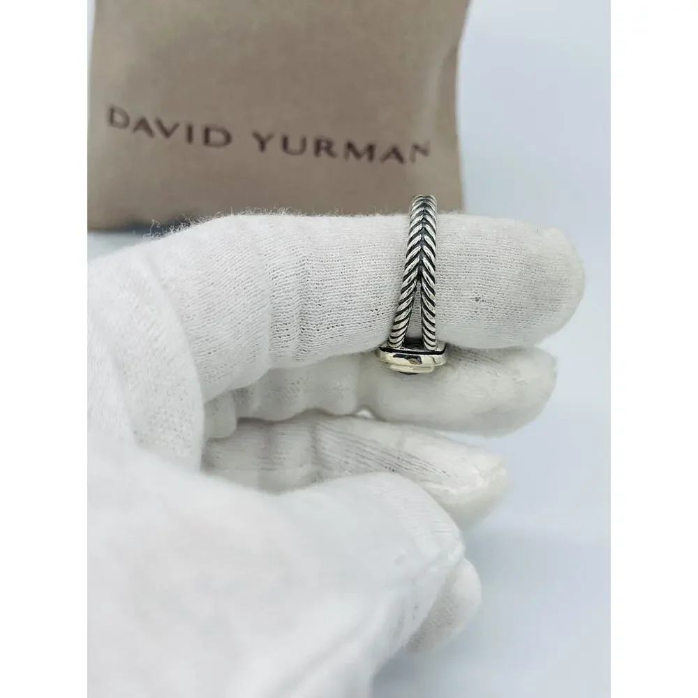 David Yurman Sterling Silver Black Onyx & Diamond Petite Albion Ring Size 9
